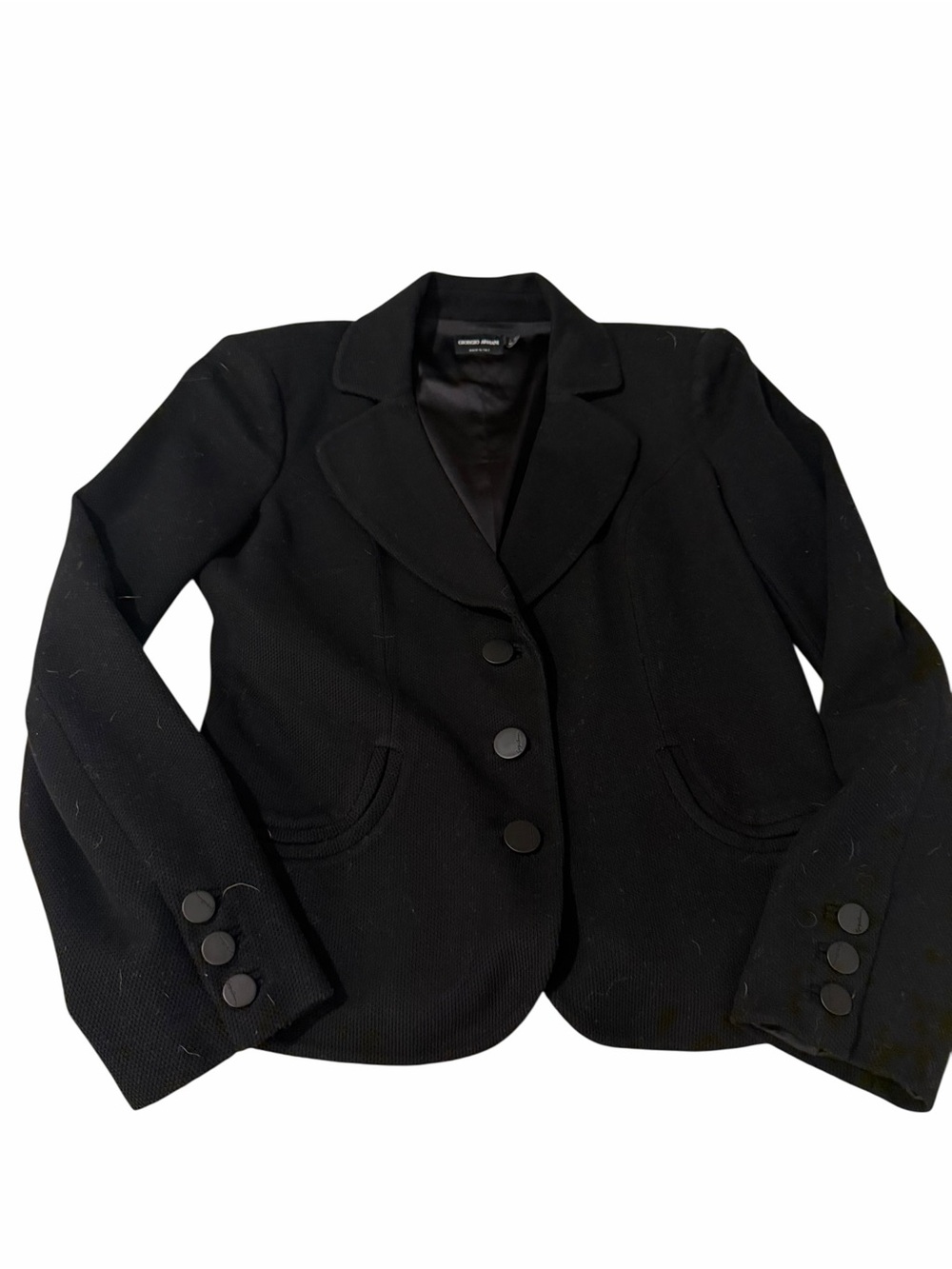 Giorgio Armani Black Textured Blazer Made Italy Sz 12